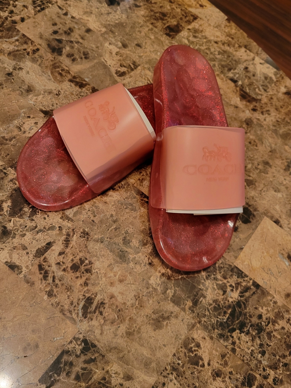 Coach Pink Transparent Slide Sandals - Picture 2 of 7